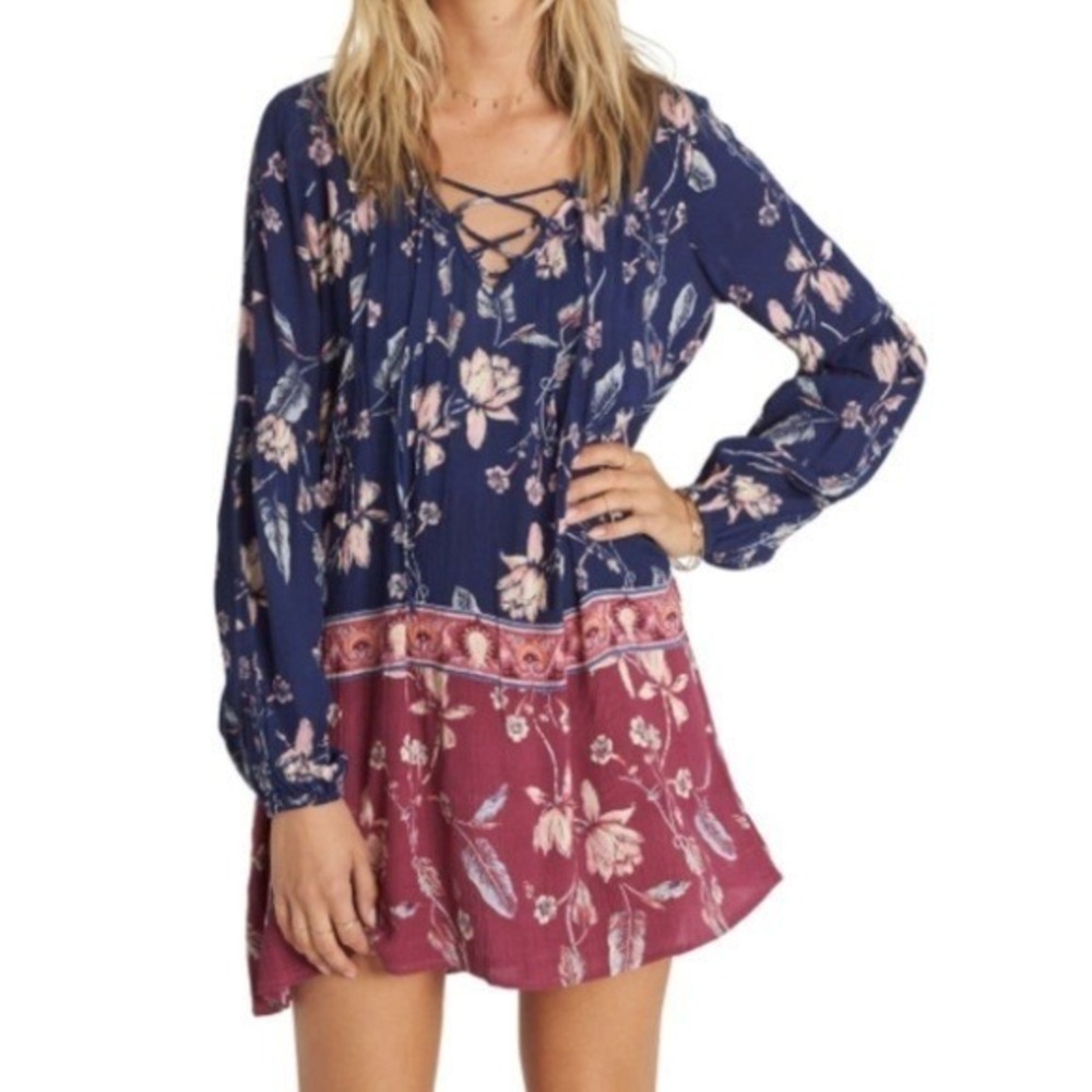 Billabong Mini Dress M Shift Just Like‎ You Gauzy Western Cowgirl Rodeo Festival